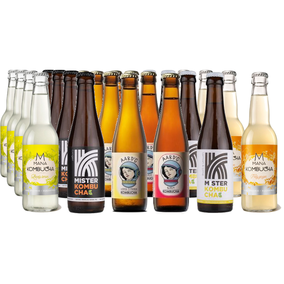 Kombucha Addict Bundle 24 Flessen 3 Merken 6 Smaken